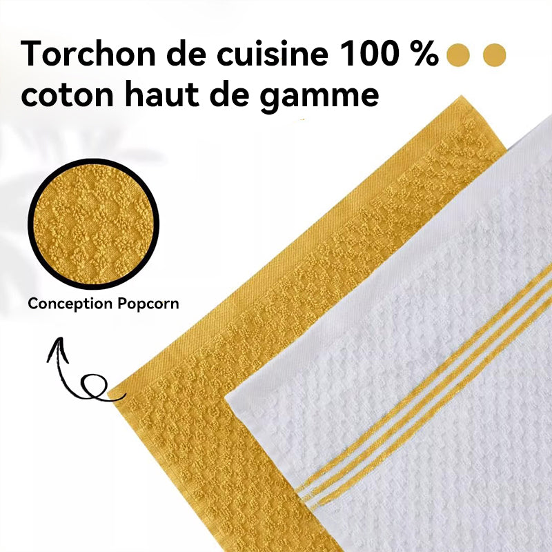 JORDAN&JUDY Lot de 6 torchons de cuisine jaunes, doux et durables, ultra-absorbants, sans peluches, 40 x 66 cm