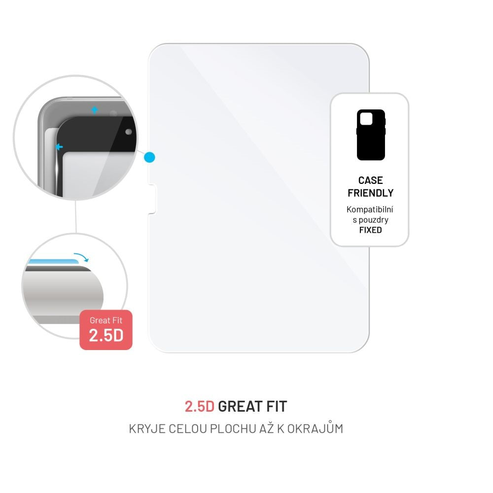 FIXED Protection d’écran en verre trempé 2,5D pour Apple iPad 10,9 pouces (2022)/iPad 11 pouces (2025)