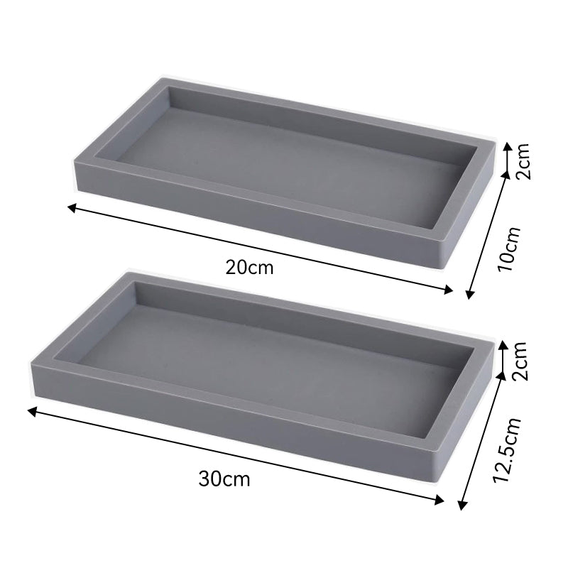 JORDAN&JUDY Lot de 2 plateaux en silicone gris, matériau souple, organisateur de salle de bain essentiel