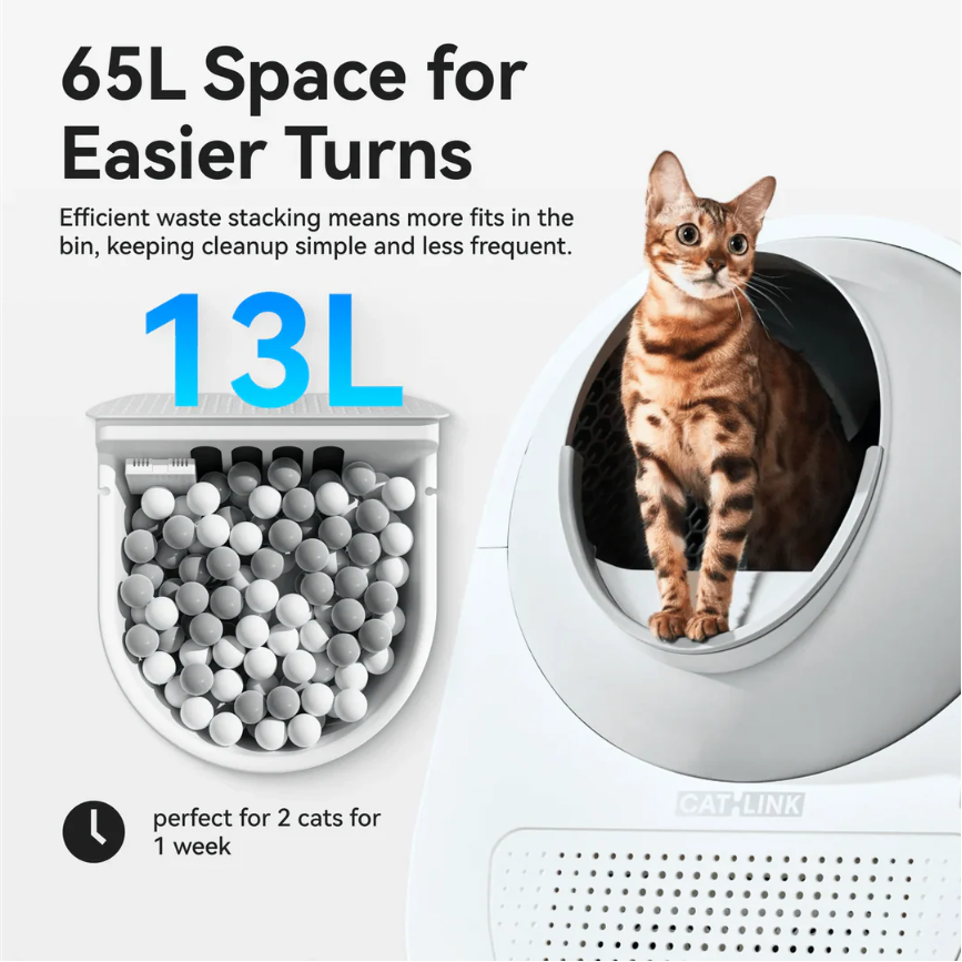 CATLINK Pro-X Bac à litière robotisé intelligent de luxe pour chat - Conception automatique autonettoyante extra large avec contrôle par application, double élimination des odeurs - Convient aux chats de 3,3~22 lb
