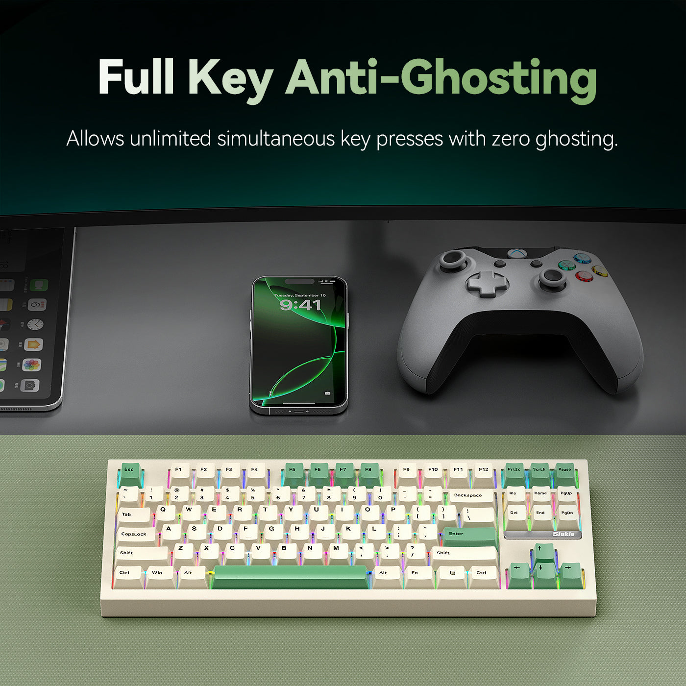Siukie PL87W Clavier mécanique RVB 87 touches commutateurs amovibles 3 modes