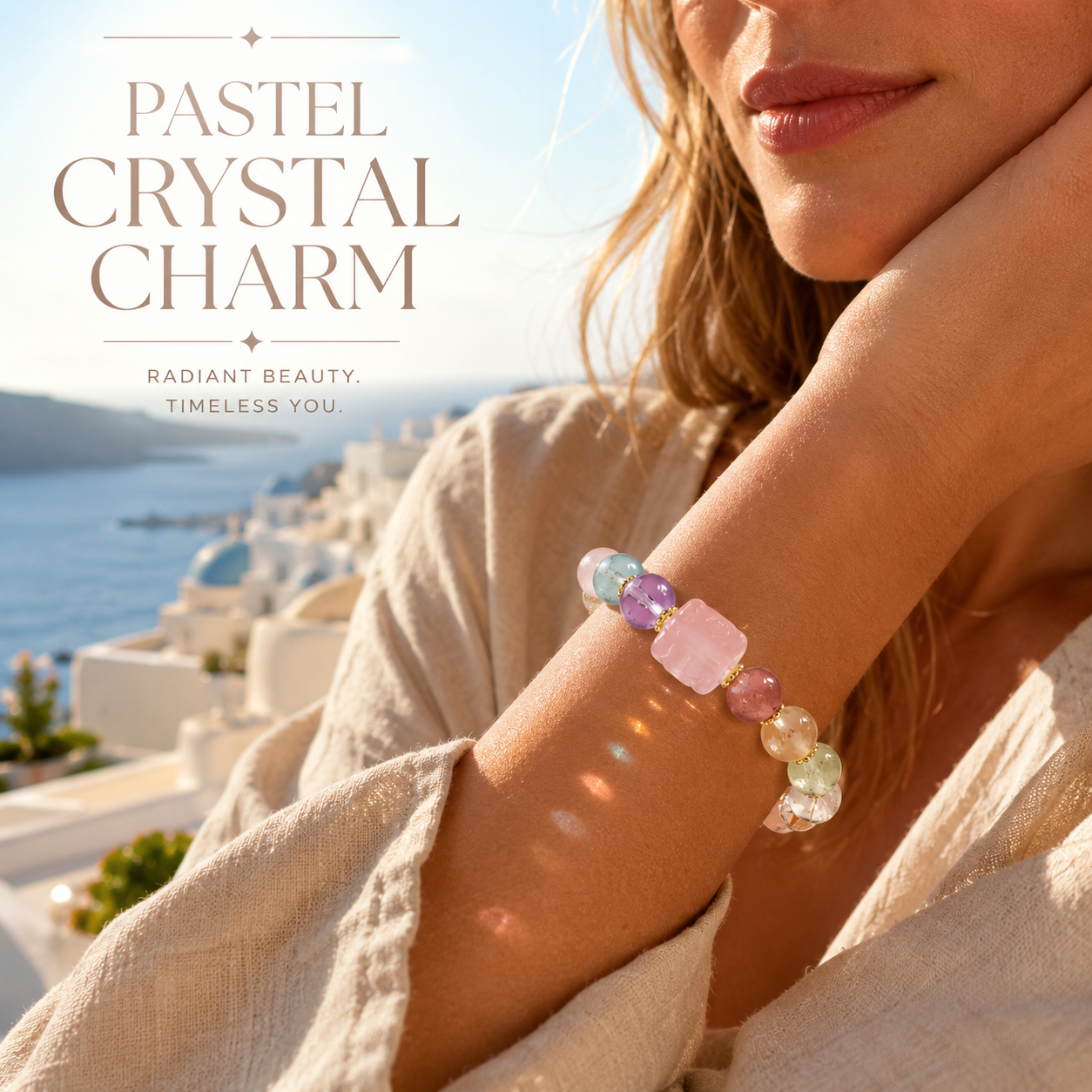 VoxorAI L8 Bracelet en quartz rose naturel artisanal - Rose amour et tendresse