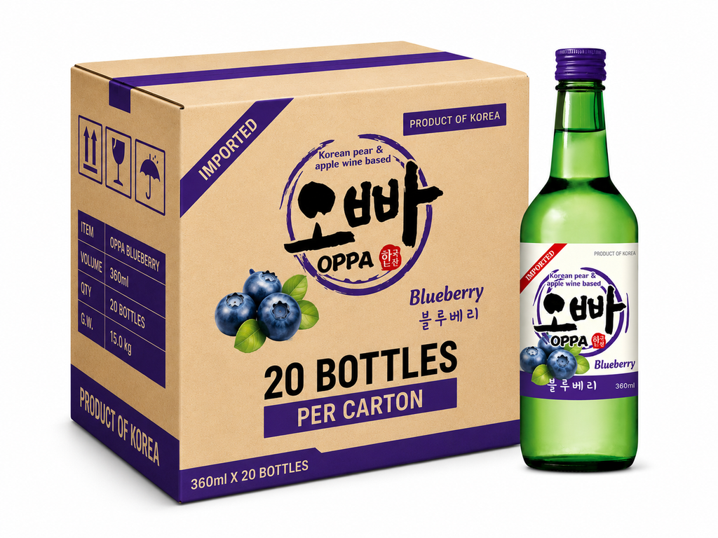 OPPA Soju à la myrtille 12 % 20 x 360 ml