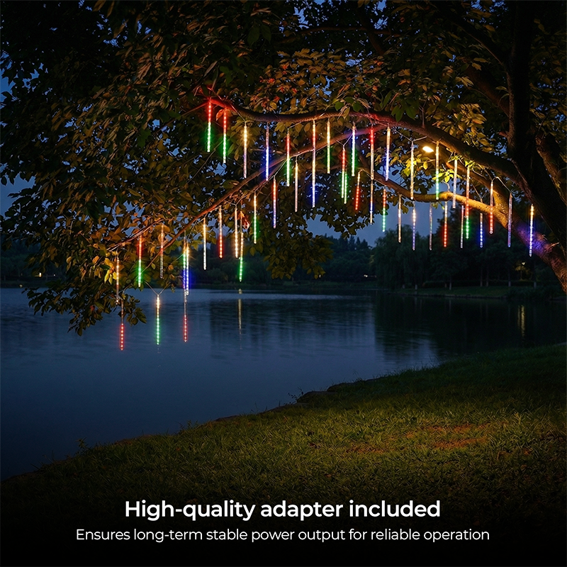 Guirlande Lumineuse M.TK Pluie de Météores avec 15 Tubes 720 LED Gouttes de Pluie Étanches Effet Chute de Neige pour Sapin de Noël (Multicolore)