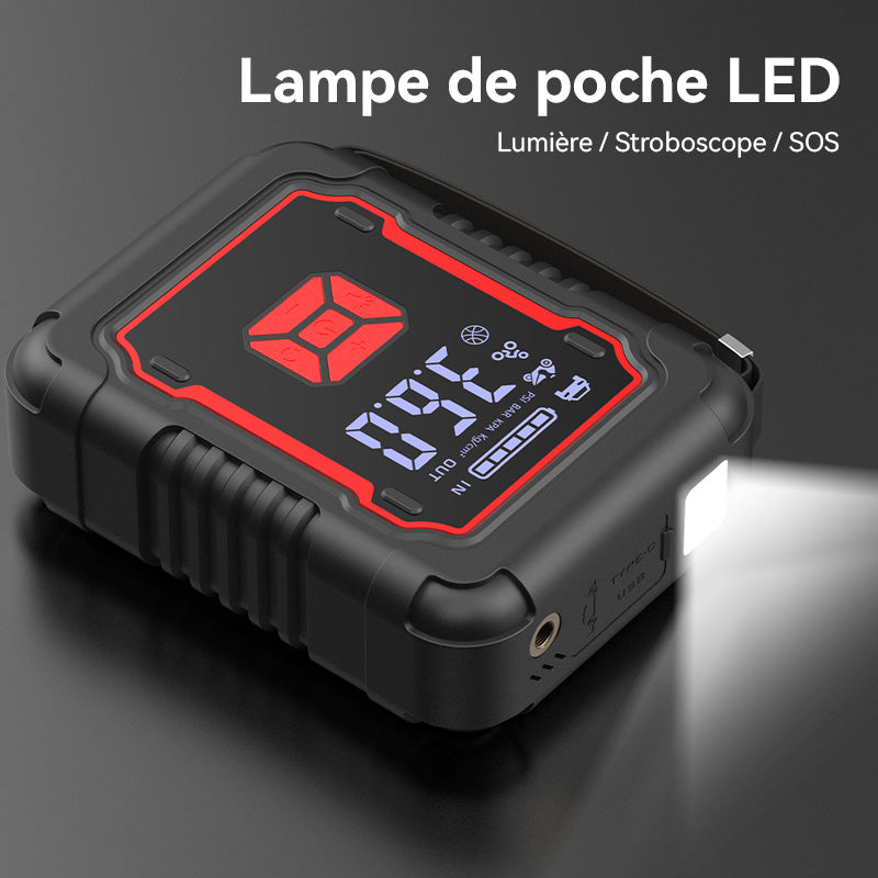 Porbi X9 Démarreur avec Compresseur d'Air 3000A Démarreur Portable de Voiture, Booster de Batterie 20000mAh & Gonfleur de Pneus 150PSI