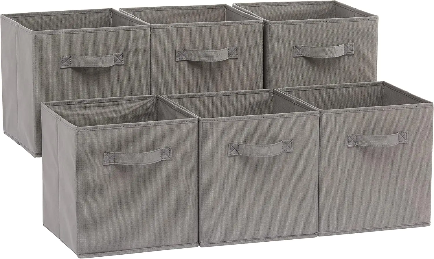 ANQI Cubes de rangement en tissu pliables avec poignées, gris, 10,5 x 10,5 x 11 pouces, lot de 6, vente de Nouvel An, cadeaux top