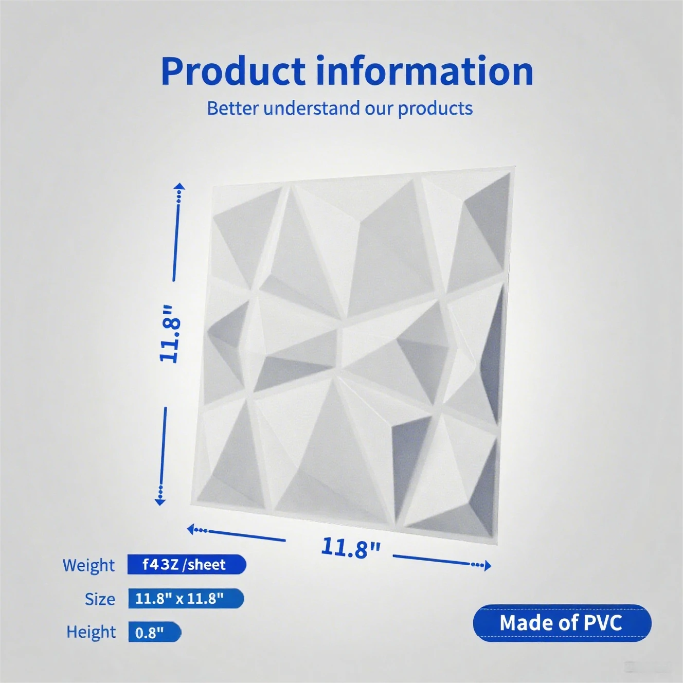 Art3d Panneaux muraux 3D Premium à motif diamant - Blanc 30 x 30 cm (Lot de 33)