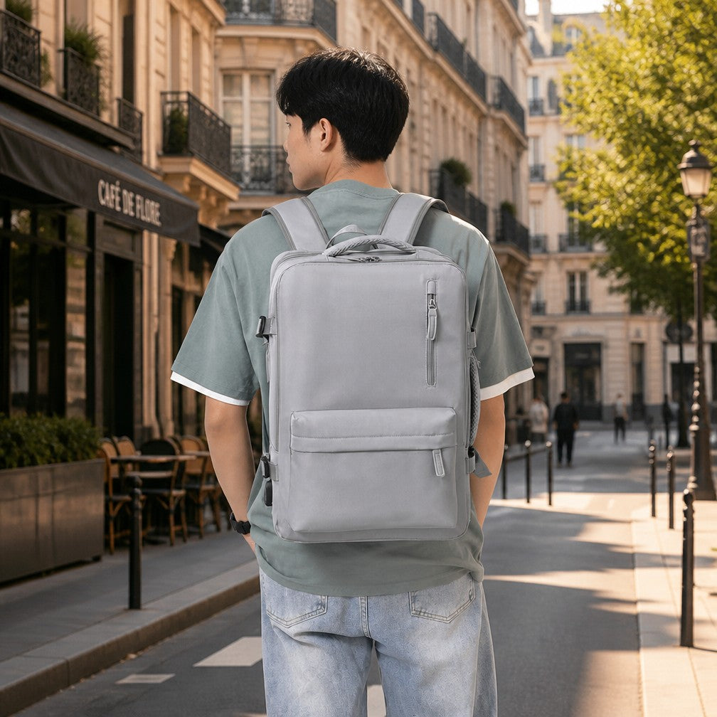 Sac à dos de voyage professionnel extensible, sac à dos résistant à l'eau pour ordinateur portable 15,6 pouces avec port de charge USB externe, sac de jour décontracté à multiples poches pour