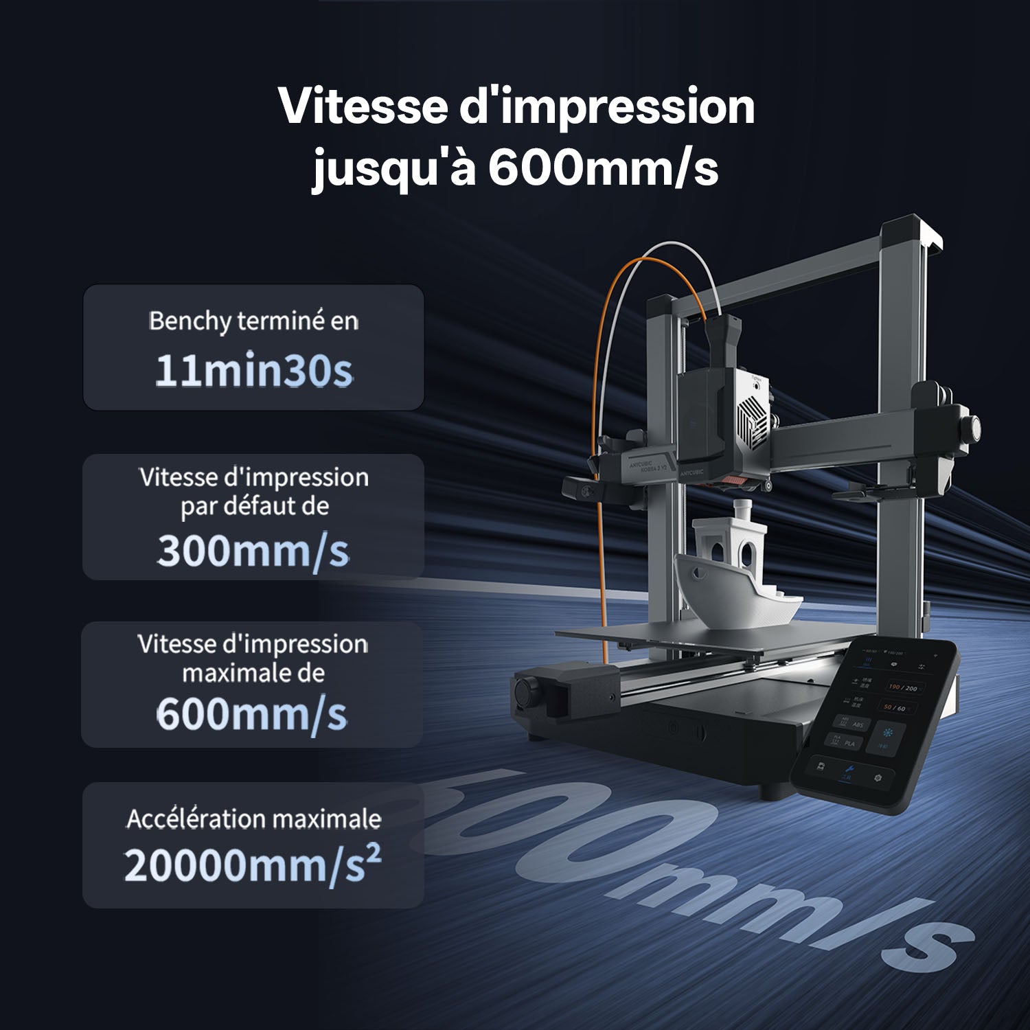 ANYCUBIC Kobra 3 V2 Combo Imprimante 3D - Vitesse d'impression 600 mm/s - 255 x 255 x 260 mm