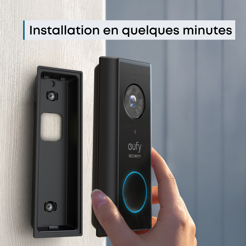 eufy Security Sonnette vidéo Doorbell S220 sans Fil (avec Batterie) avec HD 2K, aucuns Frais mensuels, AI intégrée pour la détection des Personnes, Son bidirectionnel, Installation Autonome Simple