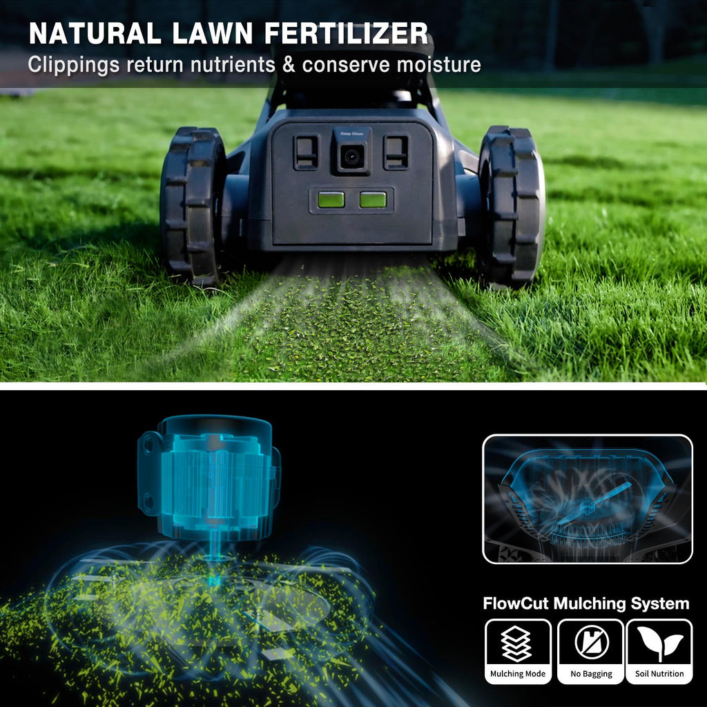 Robot tondeuse IA AirSeekers TRON SE | Première tondeuse mulching à vision IA à 300° au monde, sans fil périphérique, couverture de 1800 ㎡, pentes de 65°, cartographie RTK