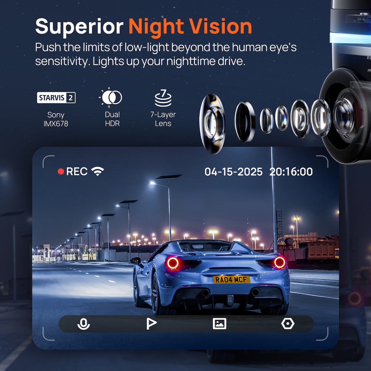 Dashcam 4K 70mai Omni X800-2 Avant et Arrière 4K+1080P, Caméra de Voiture Vue Complète 360° avec Sony STARVIS 2, 4K 60FPS, Vision Nocturne HDR, Détection de Mouvement par IA