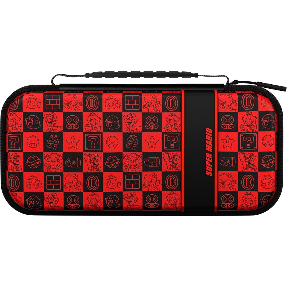 PDP Sacoche Rigide Travel Case Plus Nintendo Switch, Switch Lite et Switch OLED - Poches Accessoires - Licence Officielle Super Mario - Design Lumineux 3D - Motif Glow Super Icon - Rouge