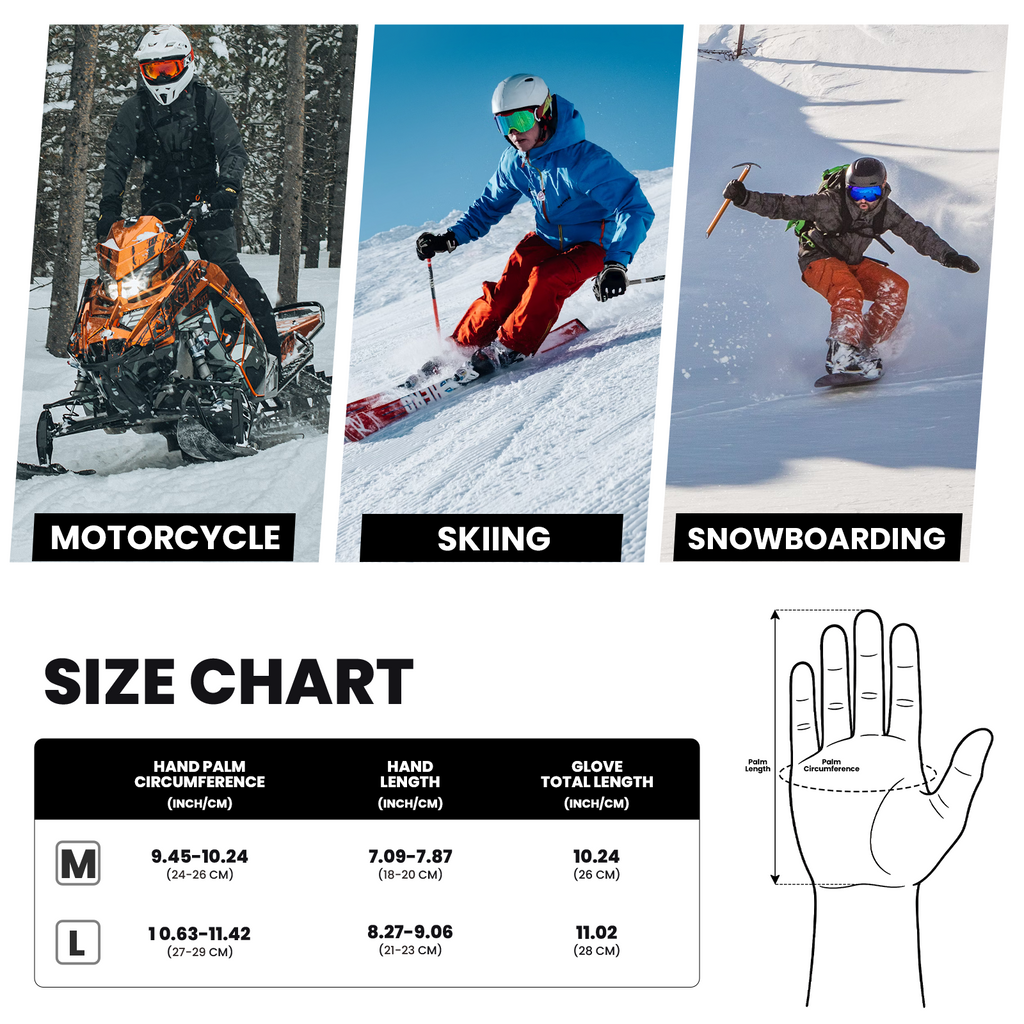 OutdoorMaster Moufles de ski adulte pour femmes et hommes, Gants de ski imperméables et coupe-vent, Gants de snowboard chauds d'hiver Noir L