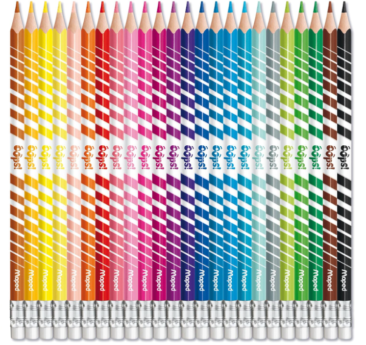 Maped Couleur Oops Color'Peps Crayons de Couleur Effaçables Triangulaires 24 Couleurs