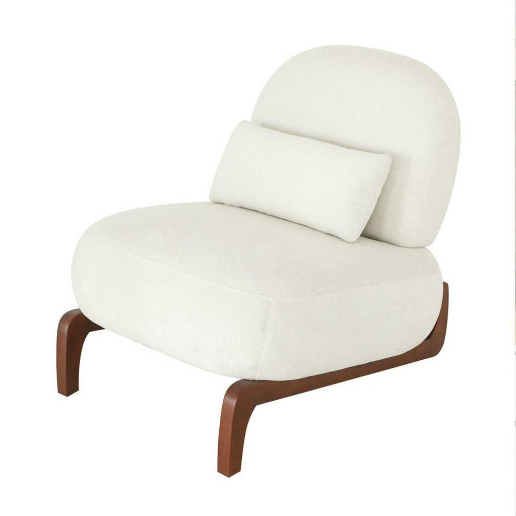 Chaise de coin en velours URBAN MEUBLE, pieds en bois massif, beige, 86,9 x 72,1 x 69,9 cm