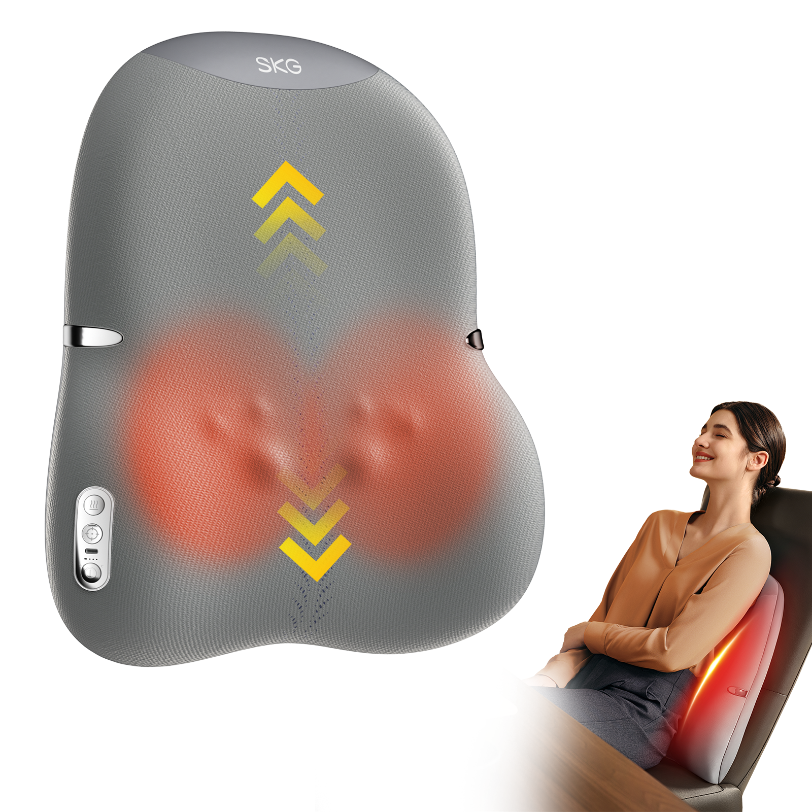 SKG TS700 Support lombaire de massage, Tête de massage 4D, Massage sur rail, Pour bureau et domicile, Cadeau pour l'être aimé