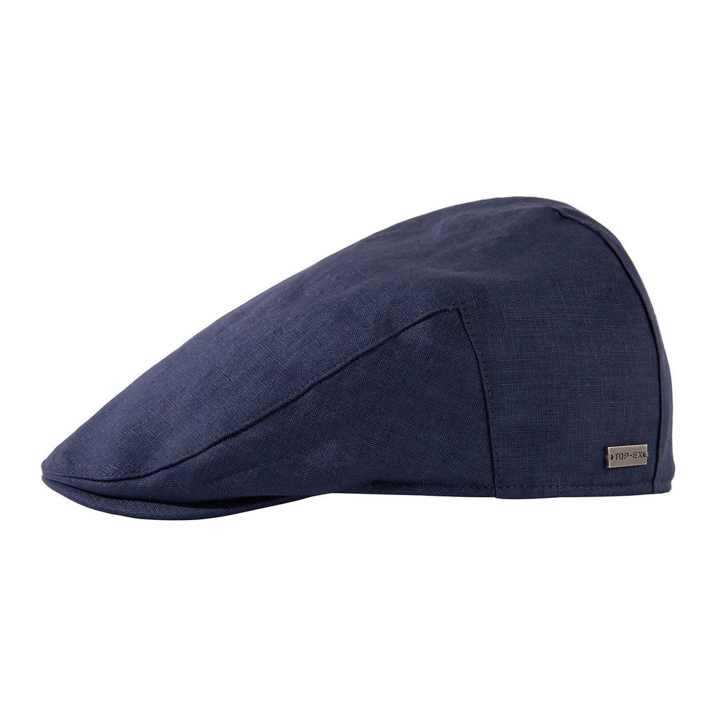 TOP-EX Casquette gavroche en lin 100 % pour homme, intérieur en coton, taille M/L - Navy