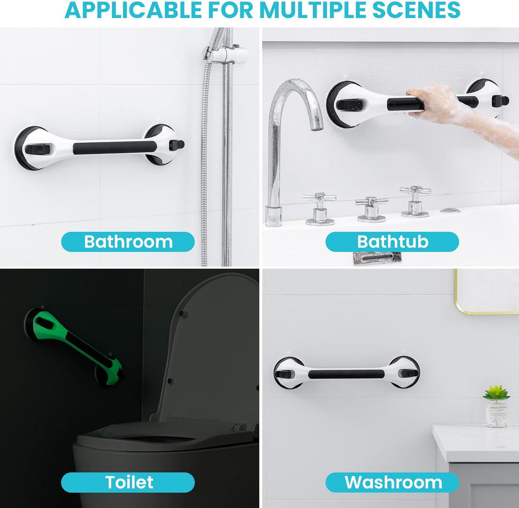 TAILI Barre d'appui de douche phosphorescente, lot de 2 barres d'appui de 16,8 pouces pour baignoires et douches, poignée de douche main courante pour seniors et personnes âgées