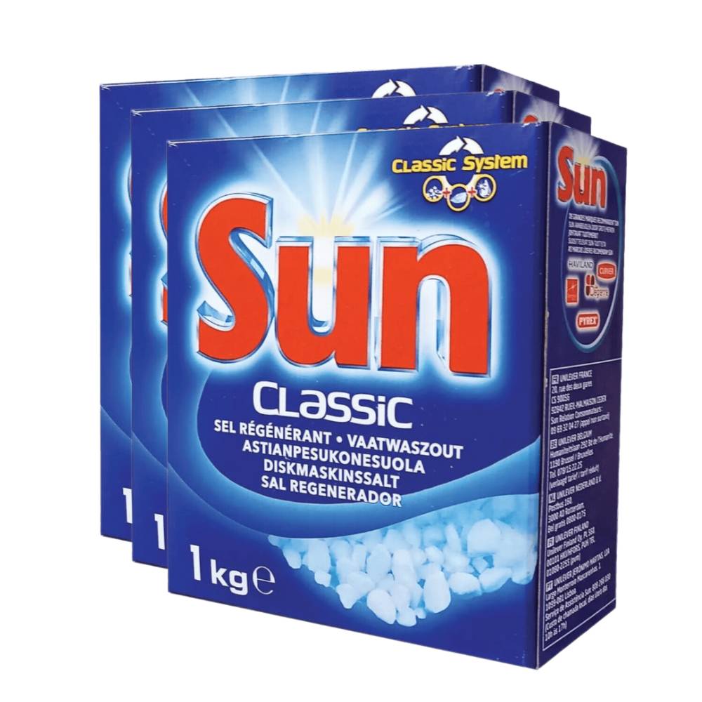 Sun Sel régénérant standard, Protection contre le tartre pour lave-vaisselle, 3 x 1 kg (= 3 kg)