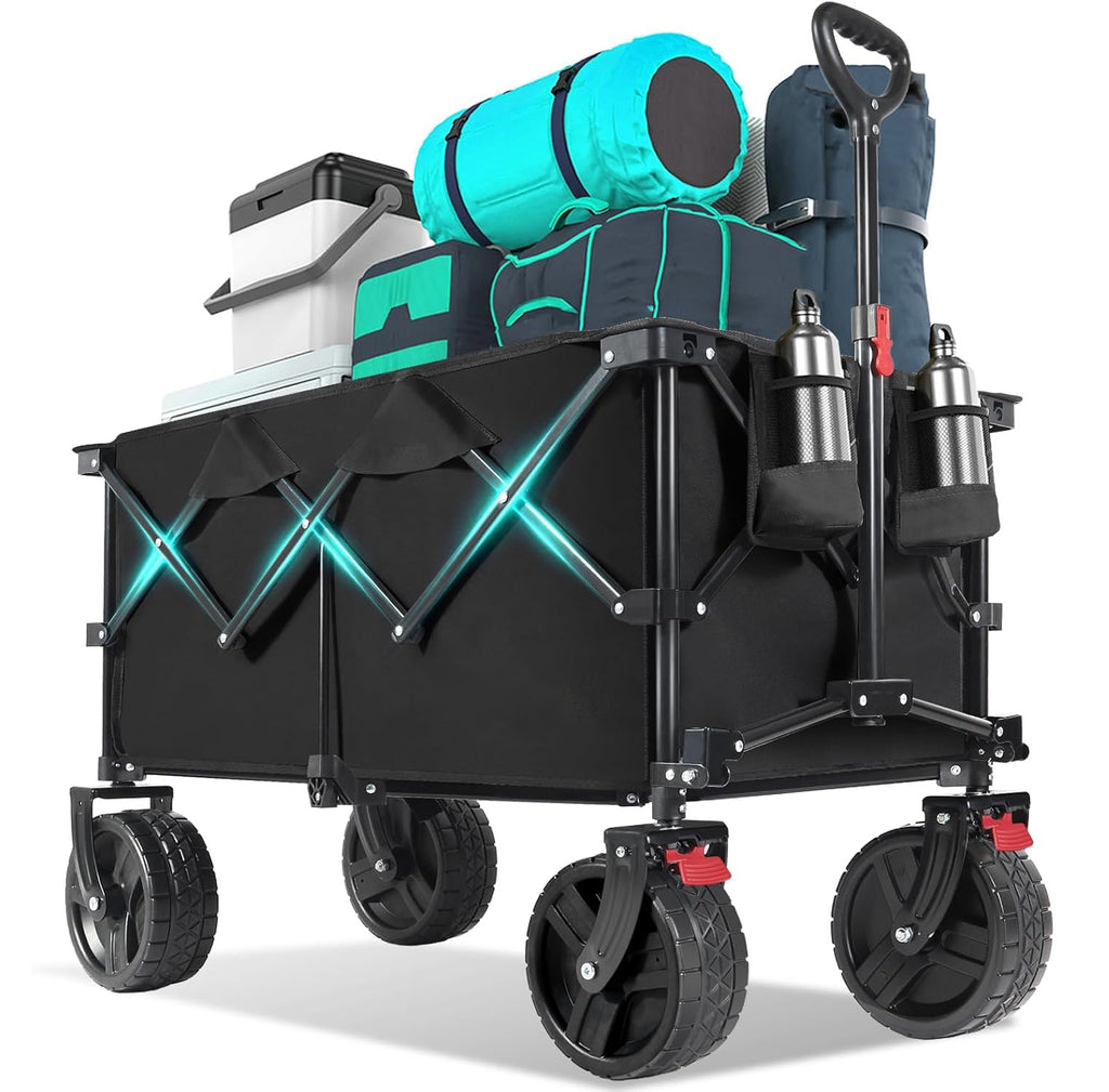 Sekey Chariot pliable festival 200 L Avec roues tout-terrain extra larges et frein Noir