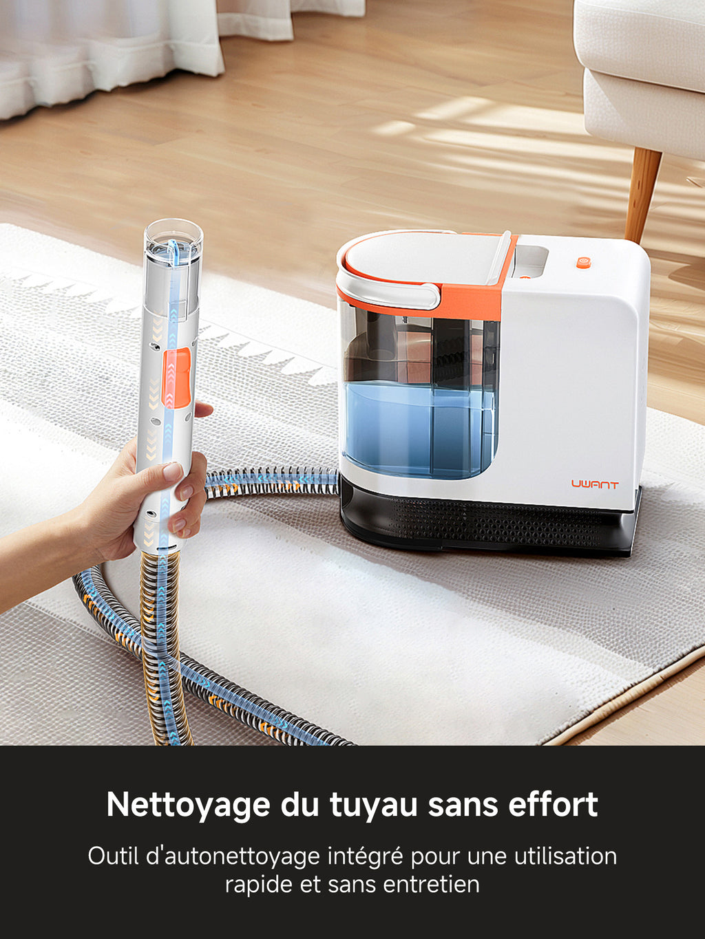 UWANT B300pro Machine de nettoyage de moquette portable, aspiration puissante de 18 kPa pour les taches d'animaux, fonction d'auto-nettoyage