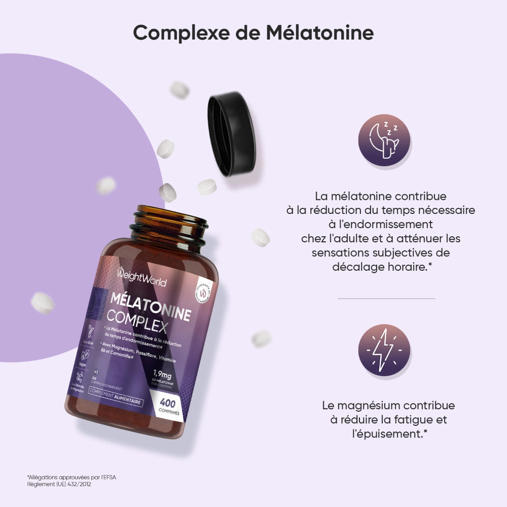 WeightWorld Complexe de mélatonine 1,9 mg 400 comprimés