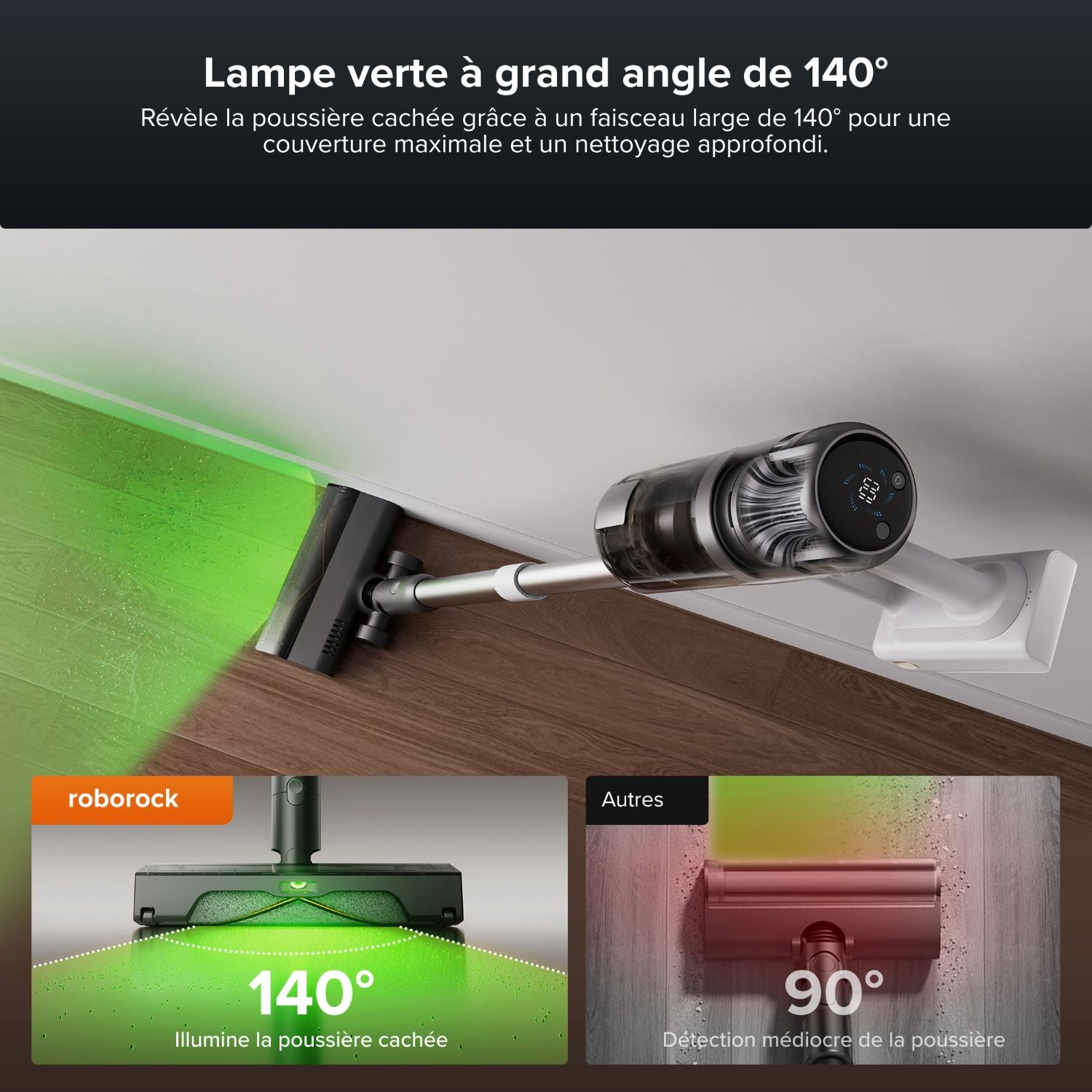 roborock H60 Hub Pro Aspirateur sans fil avec station de vidage automatique, puissance d'aspiration de 170 AW pour tapis et sols durs, autonomie de 80 minutes, brosse anti-emmêlement