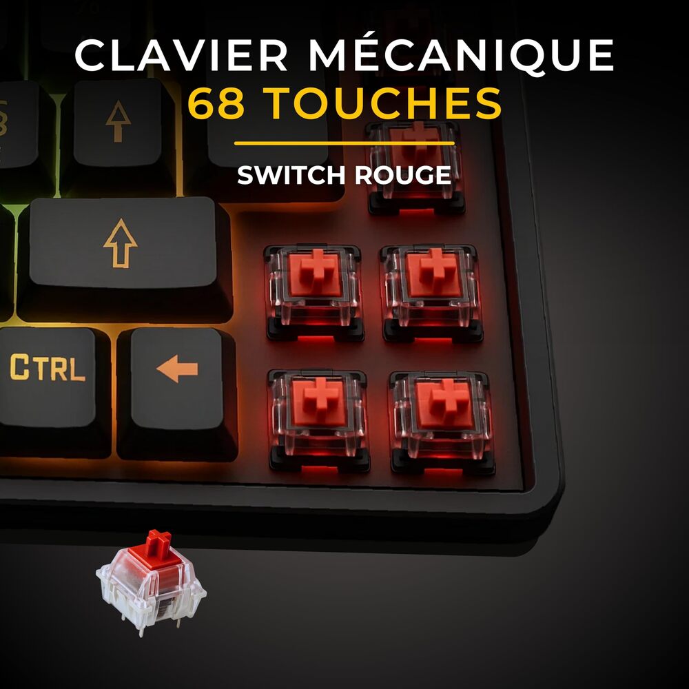 THE G-LAB Titan Combo Ensemble Clavier et Souris Gaming Filaire - AZERTY, 12800 DPI, 6 Boutons - Noir