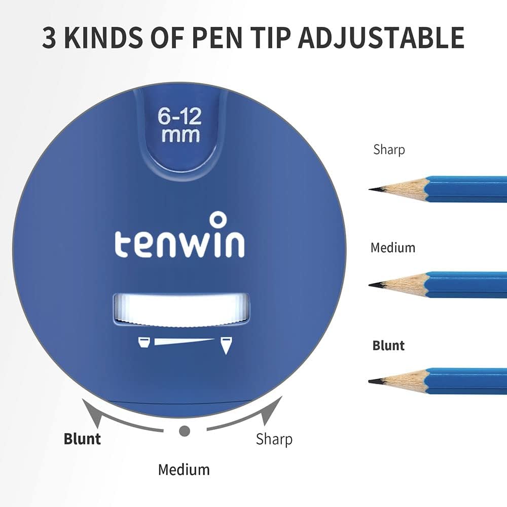 tenwin Taille-crayons électrique avec réservoir, alimentation par adaptateur secteur, pour crayons de couleur 6-12 mm, arrêt automatique, pour artistes, enfants, bureau