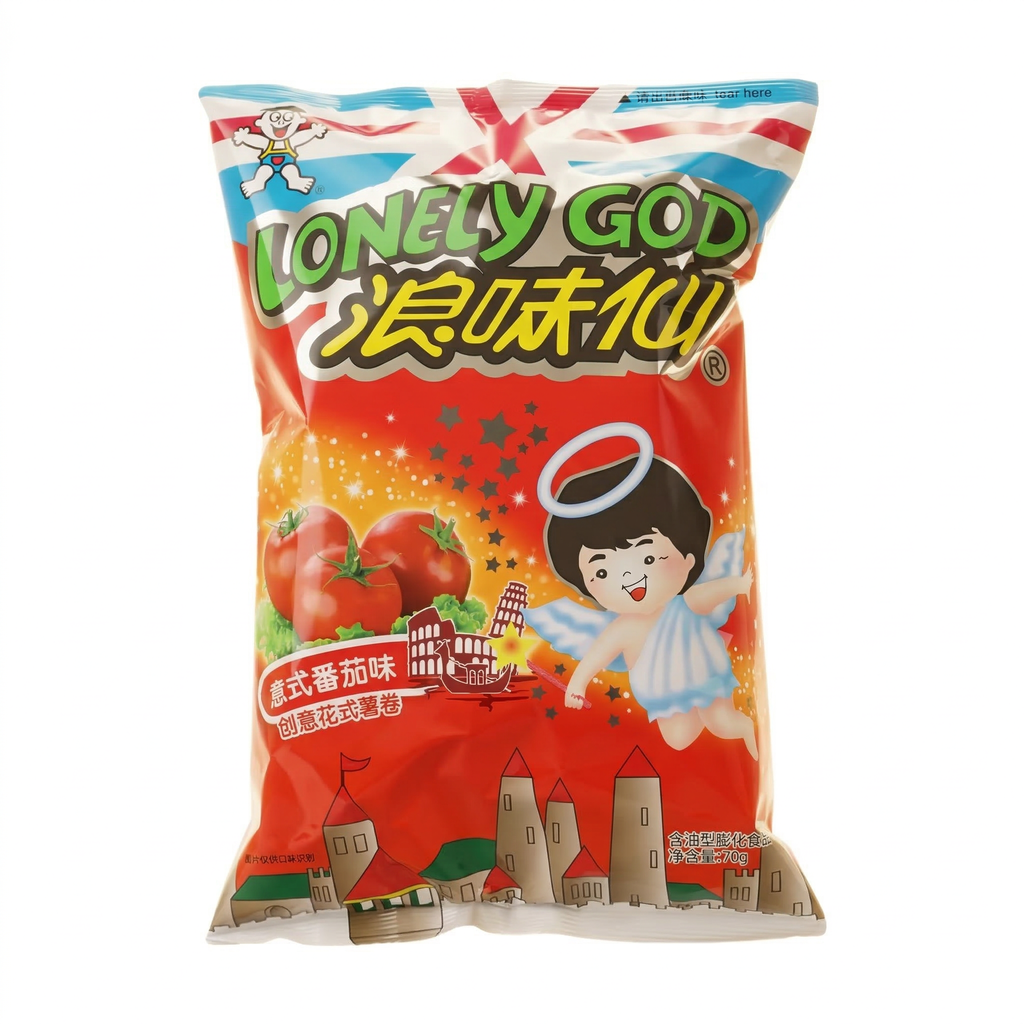 WANT WANT Snacks torsades de pomme de terre saveur tomate italienne avec édulcorant - 70 g