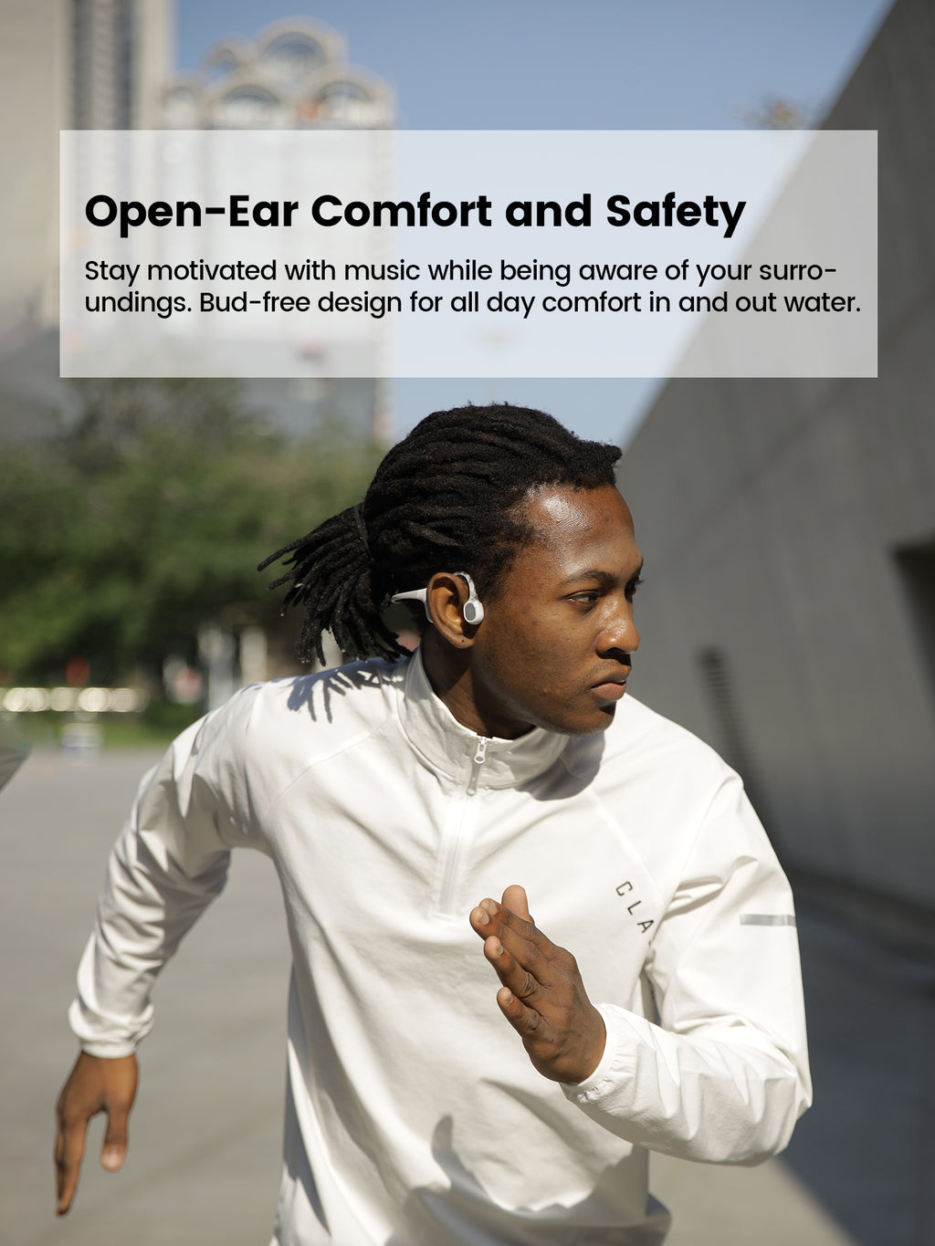 Mojawa Run Plus Casque à conduction osseuse, Étanche IP68, Oreille ouverte, Bluetooth sans fil sport avec stockage intégré 32 Go et lecteur MP3 pour course, natation