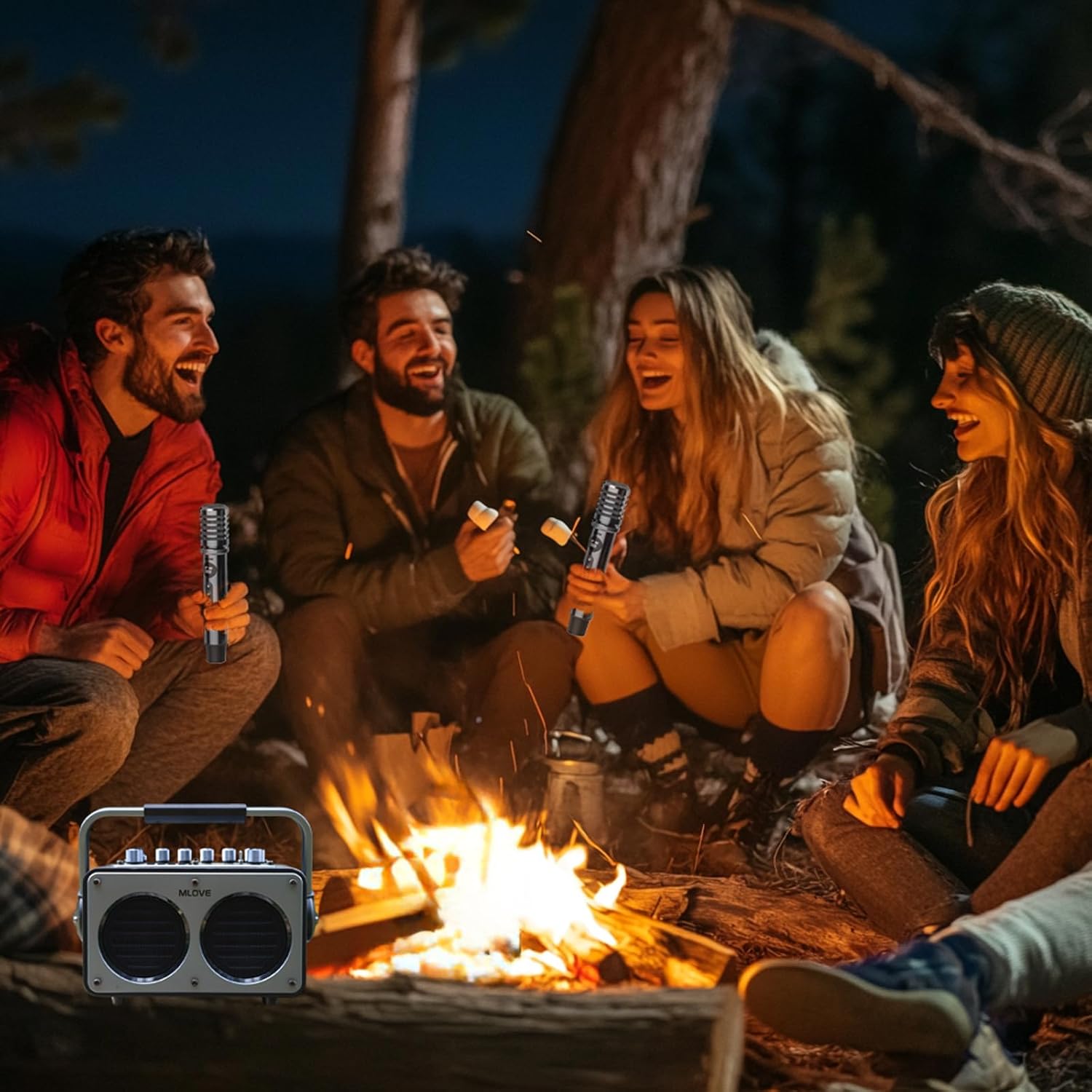 mlove Rangers S1 Machine de karaoké pour adultes avec microphone sans fil, Bluetooth 5.4, enceinte PA portable 200 W, fonction d'enregistrement, égaliseur et effets sonores