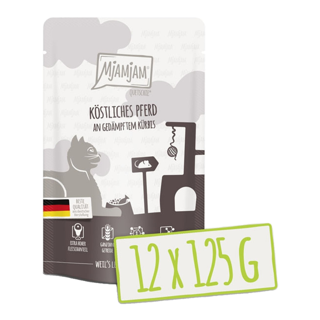 [Peut être servi frais pour l'été] MjAMjAM Quetschie Nourriture humide pour chat cheval citrouille 125 g x 12