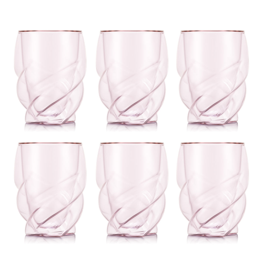 Bodum Verres à double paroi Pavina Paris, Lot de 6, Rose transparent, 270 ml, Compatibles lave-vaisselle, Verre borosilicate soufflé bouche