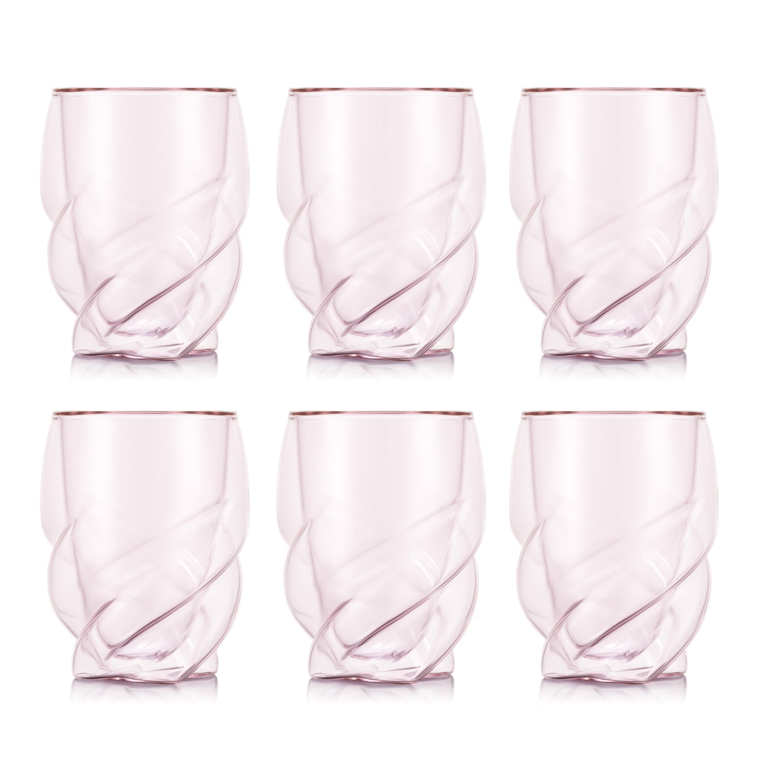 Bodum Verres à double paroi Pavina Paris, Lot de 6, Rose transparent, 270 ml, Compatibles lave-vaisselle, Verre borosilicate soufflé bouche