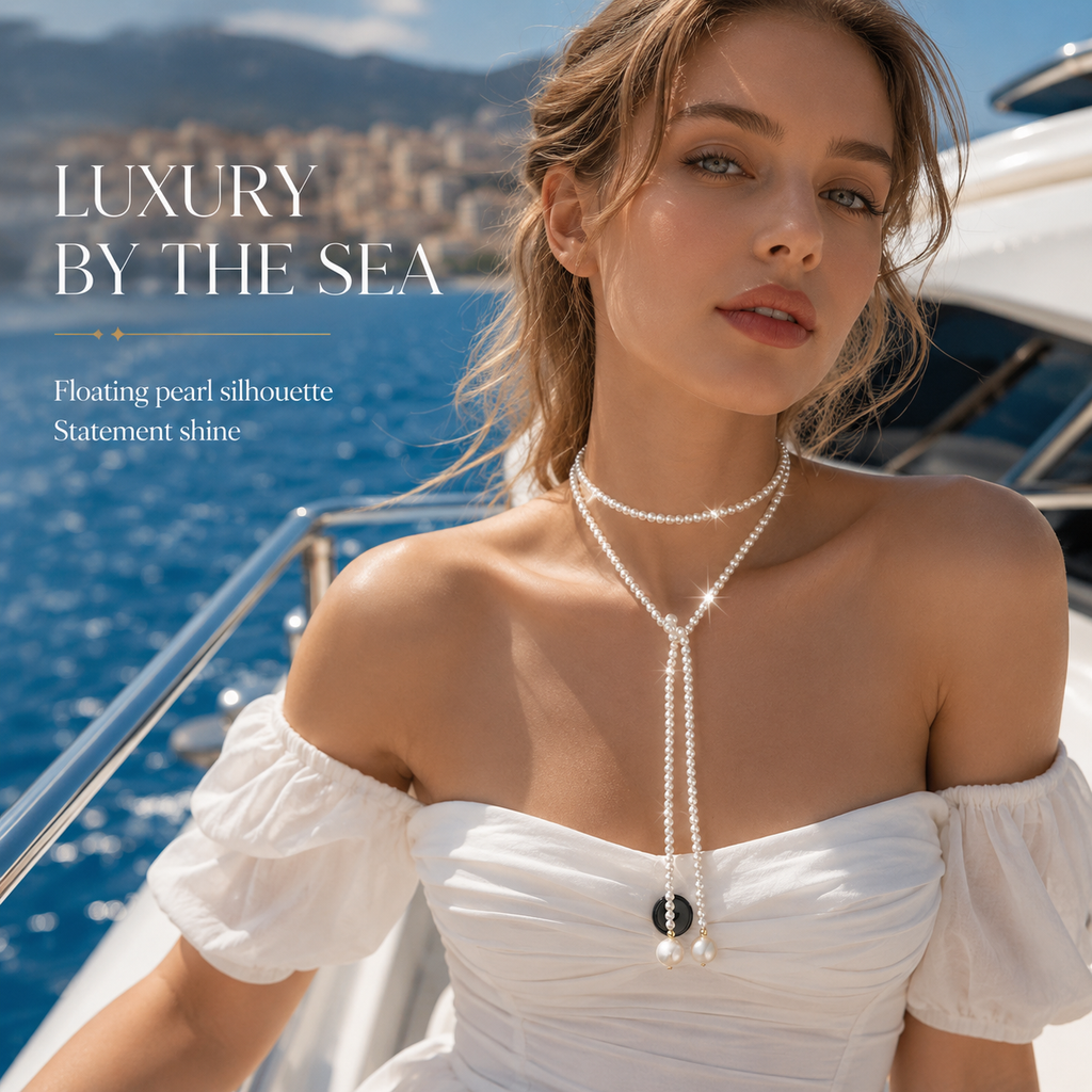 Collier de perles haut de gamme de conception populaire, polyvalent, léger et luxueux de Voxis XL02 130cm avec une variété de vêtements