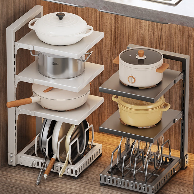 Maxcook MCZW9187 Organisateur de placard pour couvercles, casseroles et poêles avec 3 niveaux réglables en acier au carbone - 23 x 28 x 43 cm