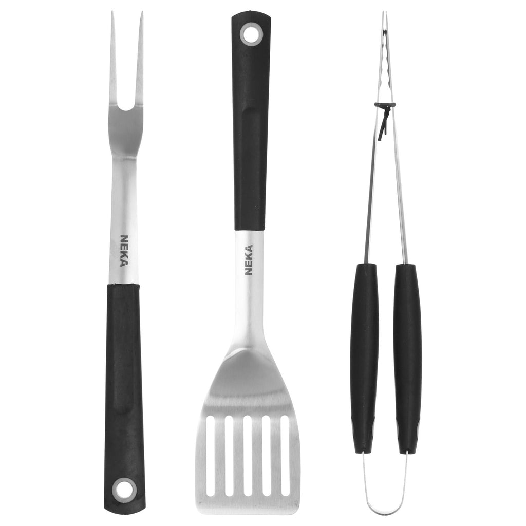 NEKA Lot de 3 ustensiles de barbecue avec manches en TPR