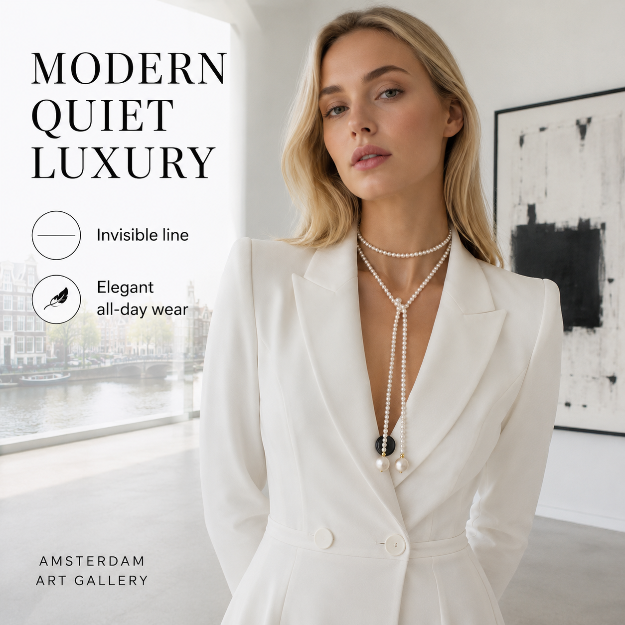 Collier de perles haut de gamme de conception populaire, polyvalent, léger et luxueux de Voxis XL02 130cm avec une variété de vêtements