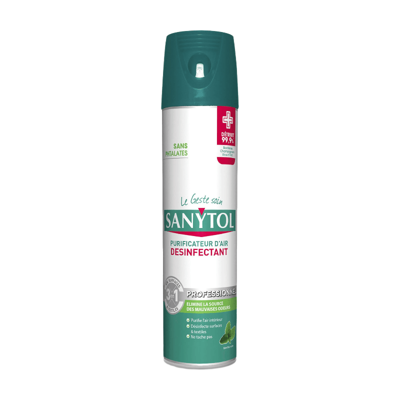 SANYTOL Spray désinfectant désodorisant sans javel neutralise les odeurs Menthe 600 ml