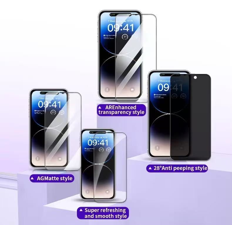 VoxorAI Protection d'écran pour iPhone 16plus, verre trempé, film de confidentialité à 360°, indispensable pour les déplacements, application instantanée et fixation automatique