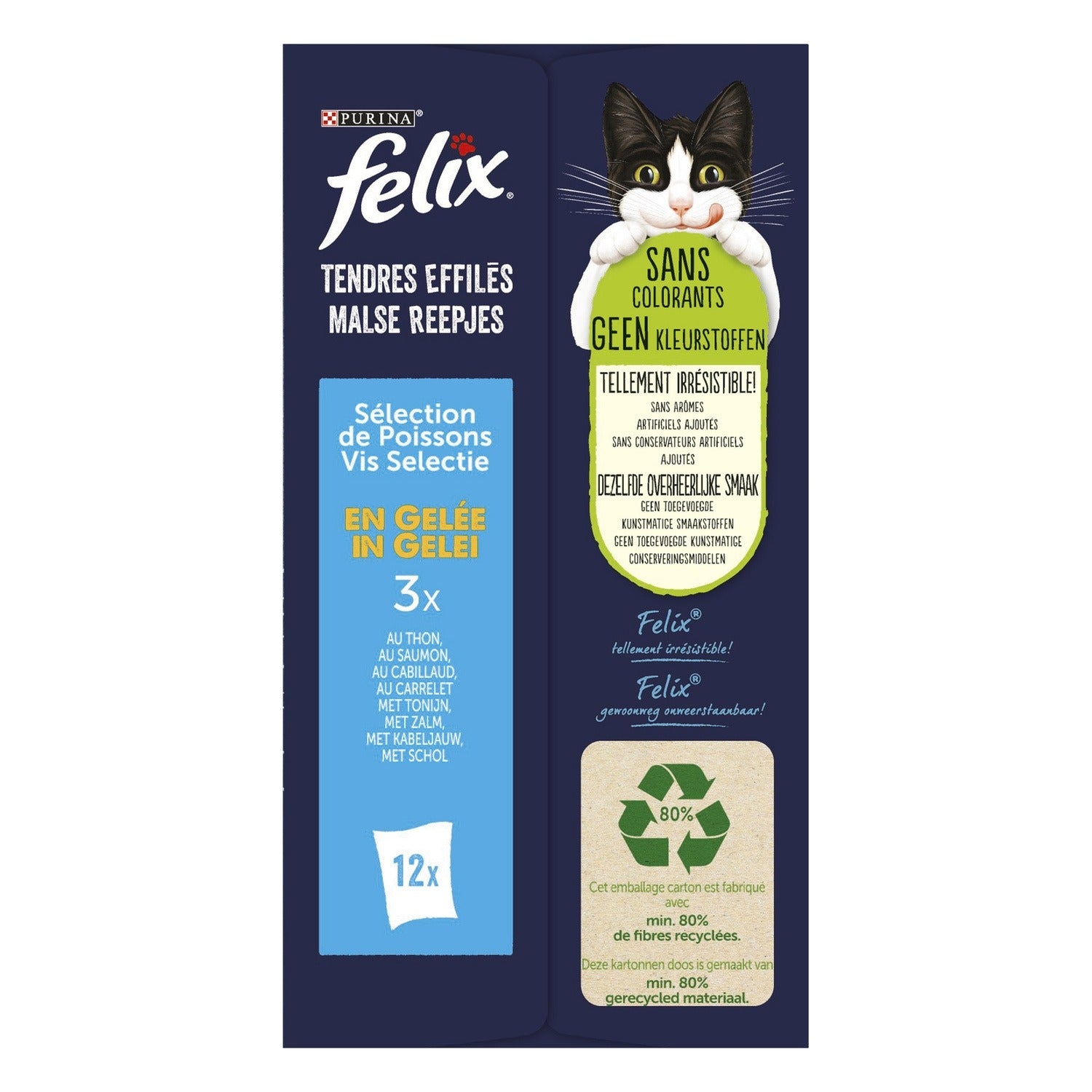 Felix Filets de poisson en gelée Sélection de poissons Aliment pour chat - 12 x 85 g