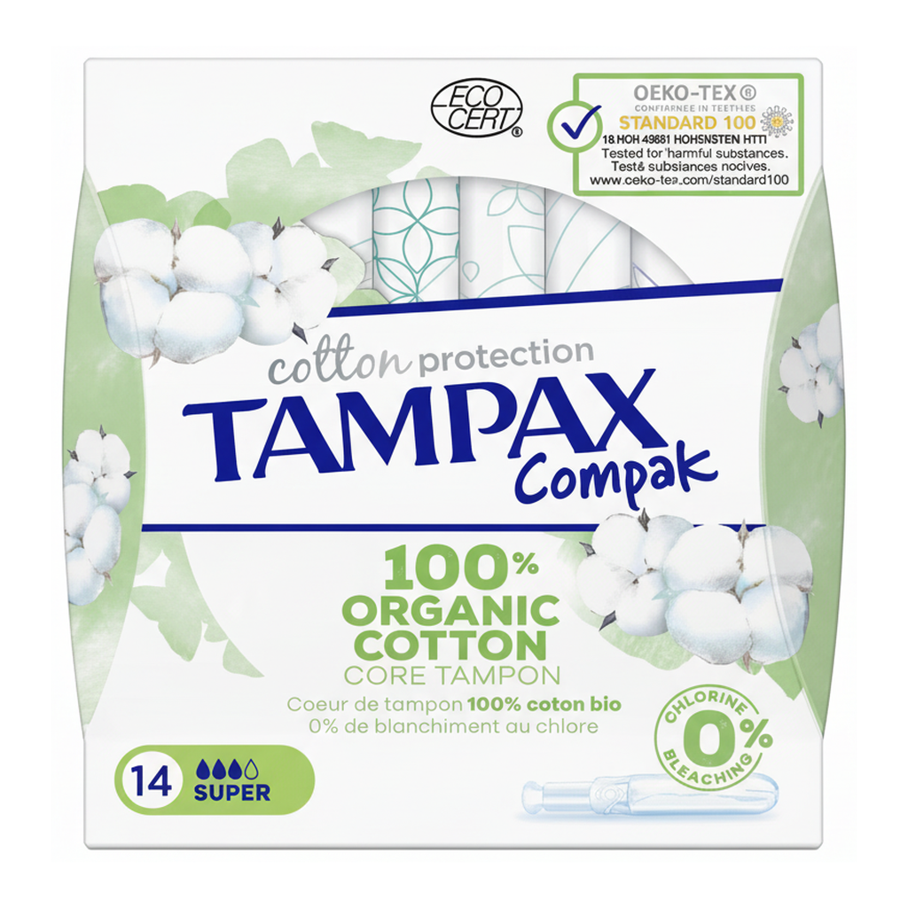 TAMPAX Cotton Protection Compak Super - Tampons avec applicateur - Lot de 14