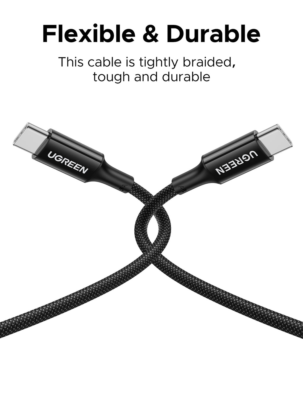 UGREEN Câble tressé USB 2.0 100 W noir 2 m