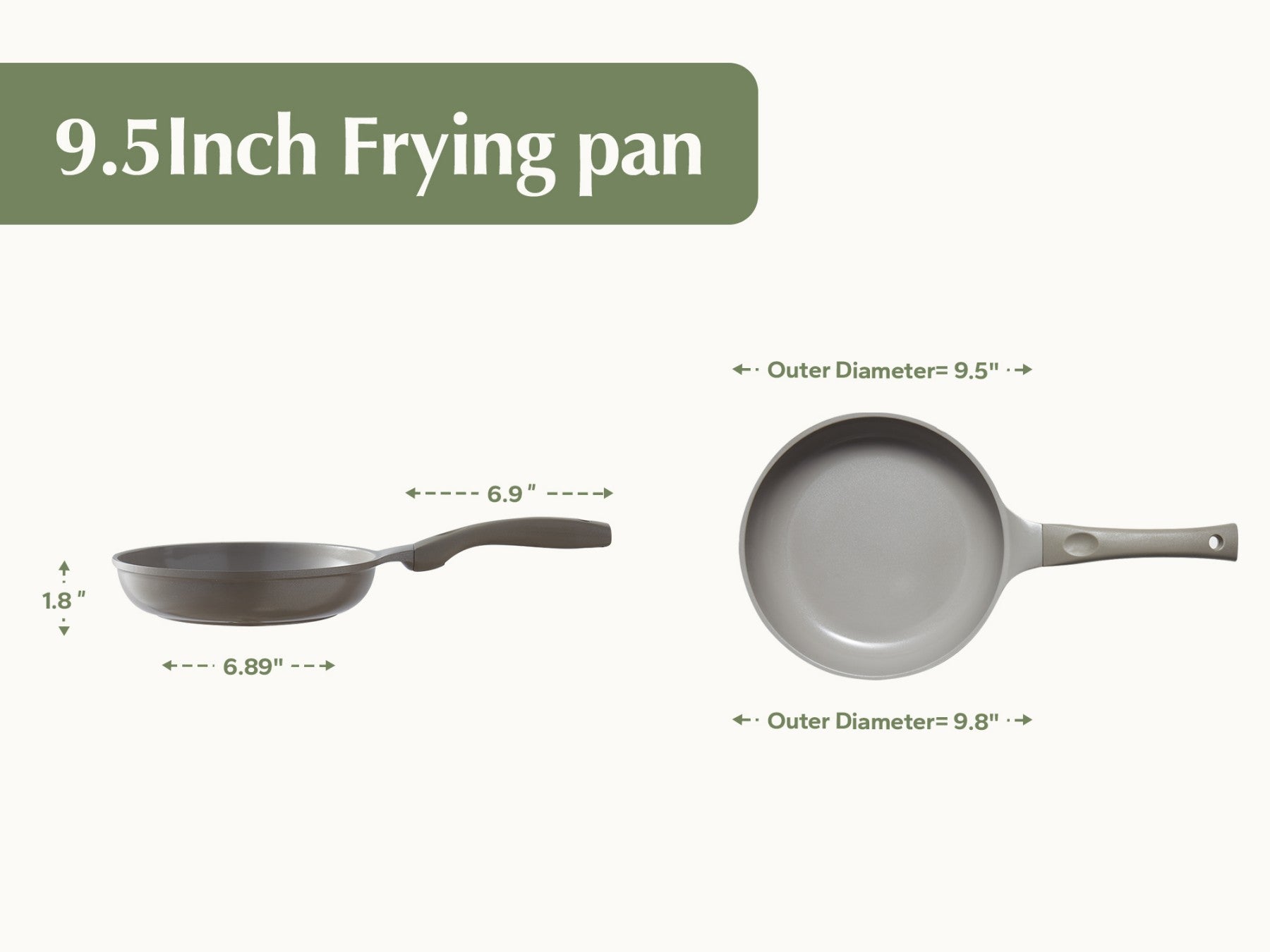 Redchef Série Starlight Poêle à frire en céramique 24 cm, extérieur et intérieur gris