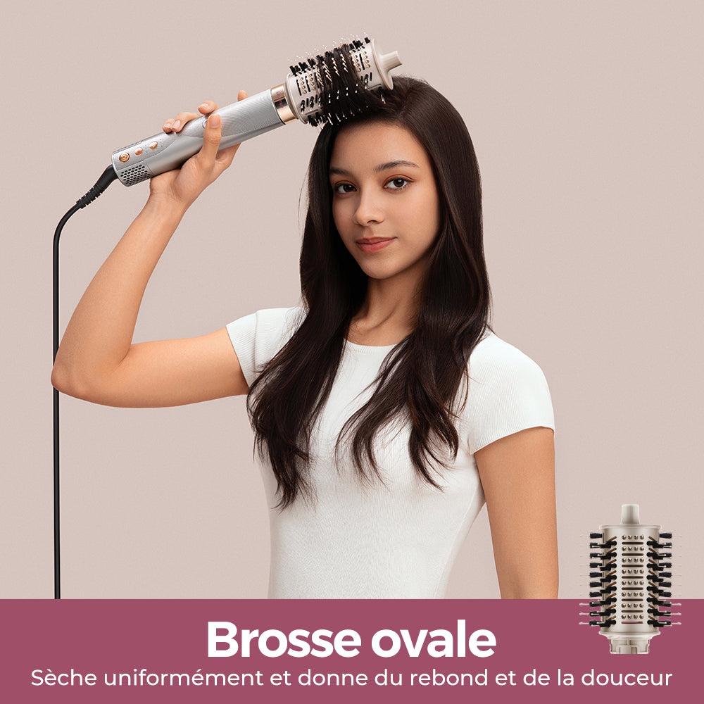 Lecomely Brosse coiffante à air 5 en 1 avec fonctions de bouclage et séchage automatiques, sèche-cheveux léger haute vitesse à air enveloppant avec technologie à ions négatifs