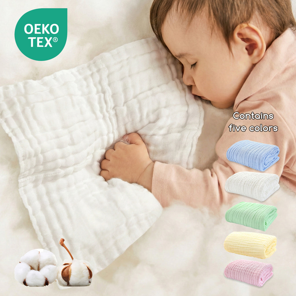 LeBonsoir Lot de 5 serviettes en mousseline 100 % coton 6 épaisseurs multicolore - 30 x 50 cm