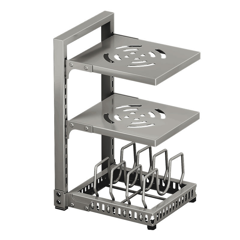 Maxcook MCZW9187 Organisateur de placard pour couvercles, casseroles et poêles avec 3 niveaux réglables en acier au carbone - 23 x 28 x 43 cm