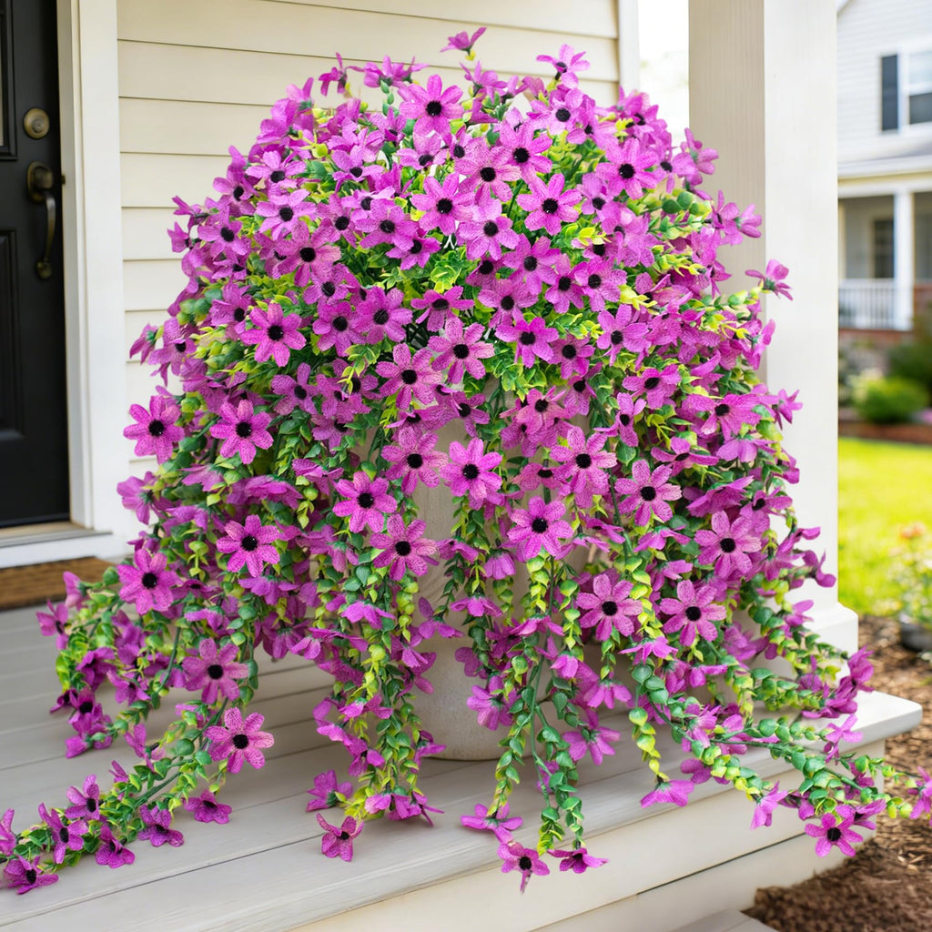 4 Pièces 28,7 in / 72,8 cm Fleurs Artificielles Suspendues pour Extérieur Décoration de Faux Plantes